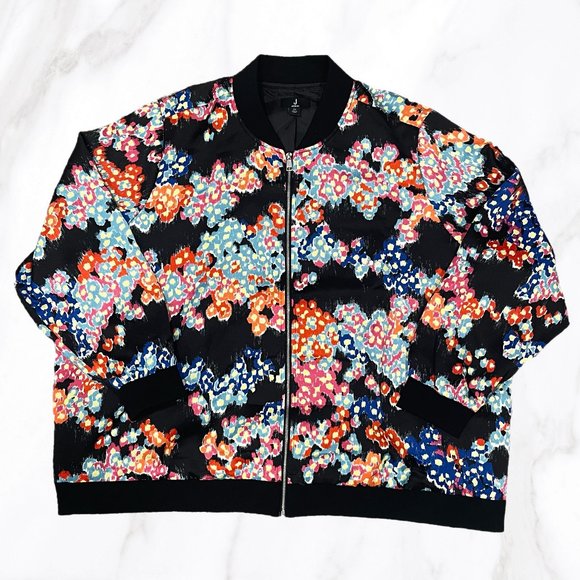 J by‎ Jason Wu Women's Abstract Floral Bomber Jacket, Size 2X - Picture 1 of 5